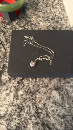 Sterling silver heart necklace with cubic zirconia in the middle