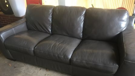 Grey leather couch