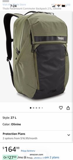 Thule Paramount Commuter Backpack 27L Olivine w Reflective Rain Cover