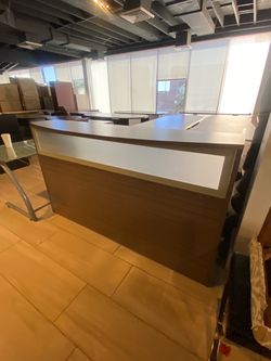 Reception desk shell 72” with glass front gray
