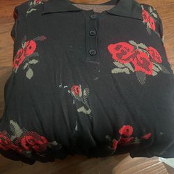 Women’s Unbranded Black Floral Size Large With A Few Stains