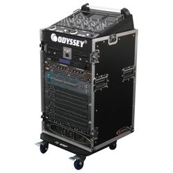 Odyssey FZ1016W 10U Top Slanted 16U Vertical Pro Combo Rack with Wheels