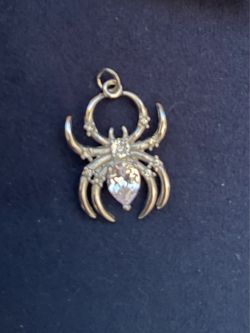 Silver Spider Pendant with Crystal Stone