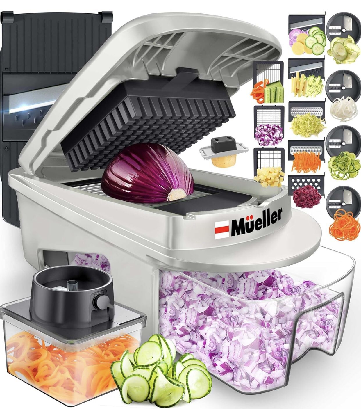 Mueller Pro-Series All-in-One, 12 Blade Mandoline Slicer for Kitchen, Food Chopper, Vegetable Slicer