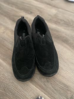 Black suede slip ons. Size 13