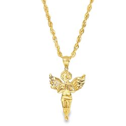 10k Yellow Gold Angel Charm Necklace