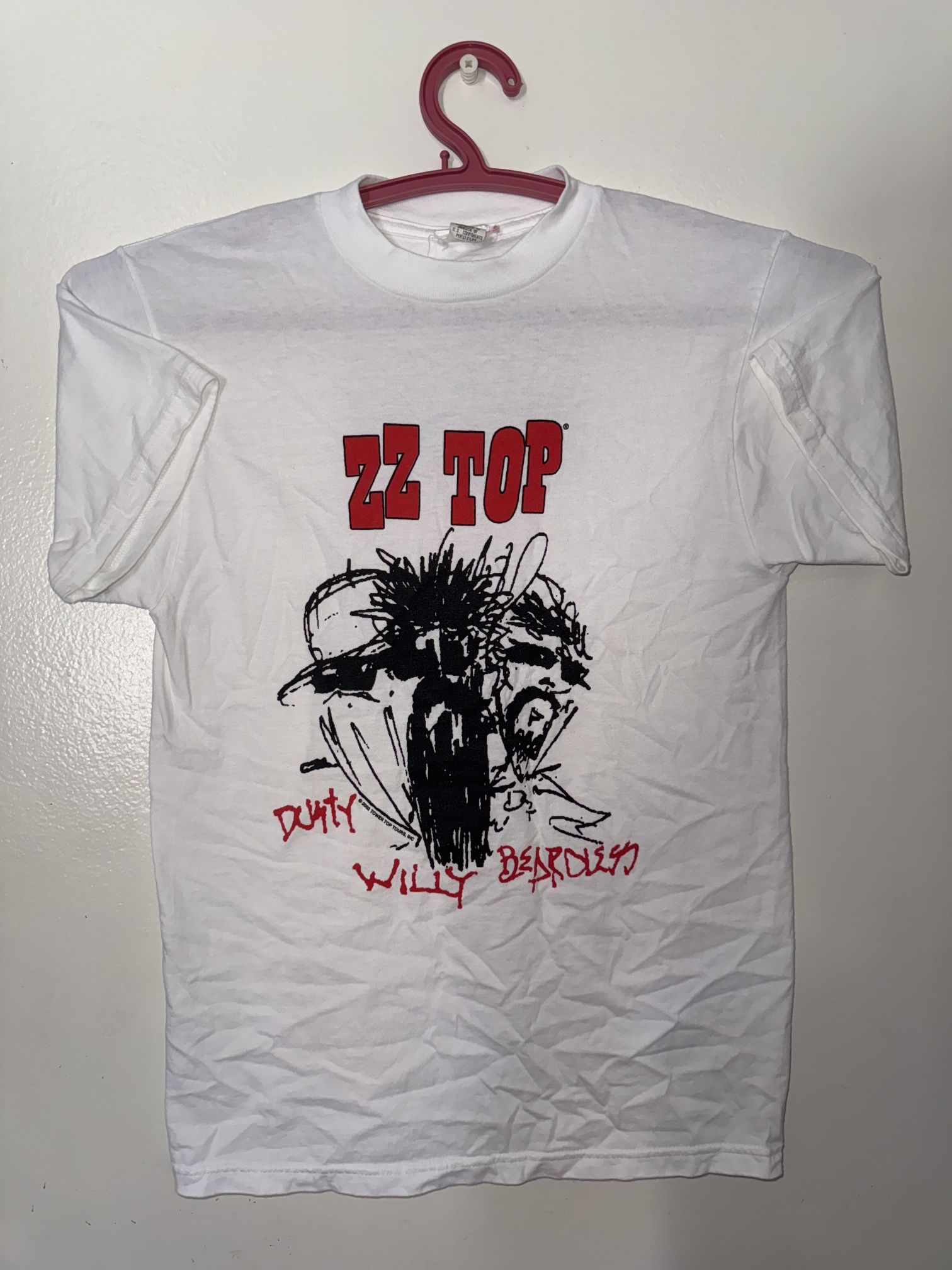 Vintage 2002 ZZ Top Rock Band White Rodeo Houston T-shirt Sz Medium