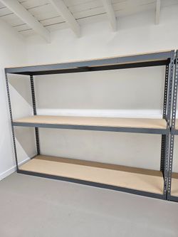 Garage Shelving 96 in W x 24 in D Steel Rivet Rack 3 Tier Similar to Uline Stronger Than HomeDepot Lowes And Costco Delivery Available