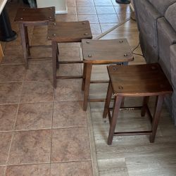 Pier 1 Backless Wooden Bar Stools 