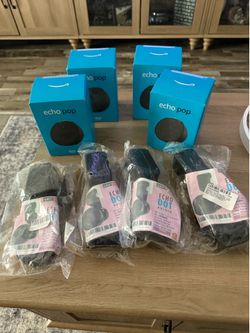 Set of 4 Amazon Echo Pops and holders