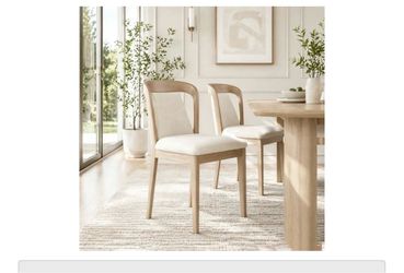 Light Wood Upholstered Dining Chairs Set of 2