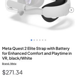 Meta Quest 2 Elite Strap with Battery for Enhanced Comfort and Playtime in VR, black/White