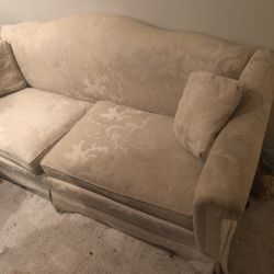 White Brocade 2 Person Couch