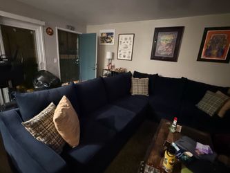 Large Living Spaces Sectional Navy Blue $675 OBO