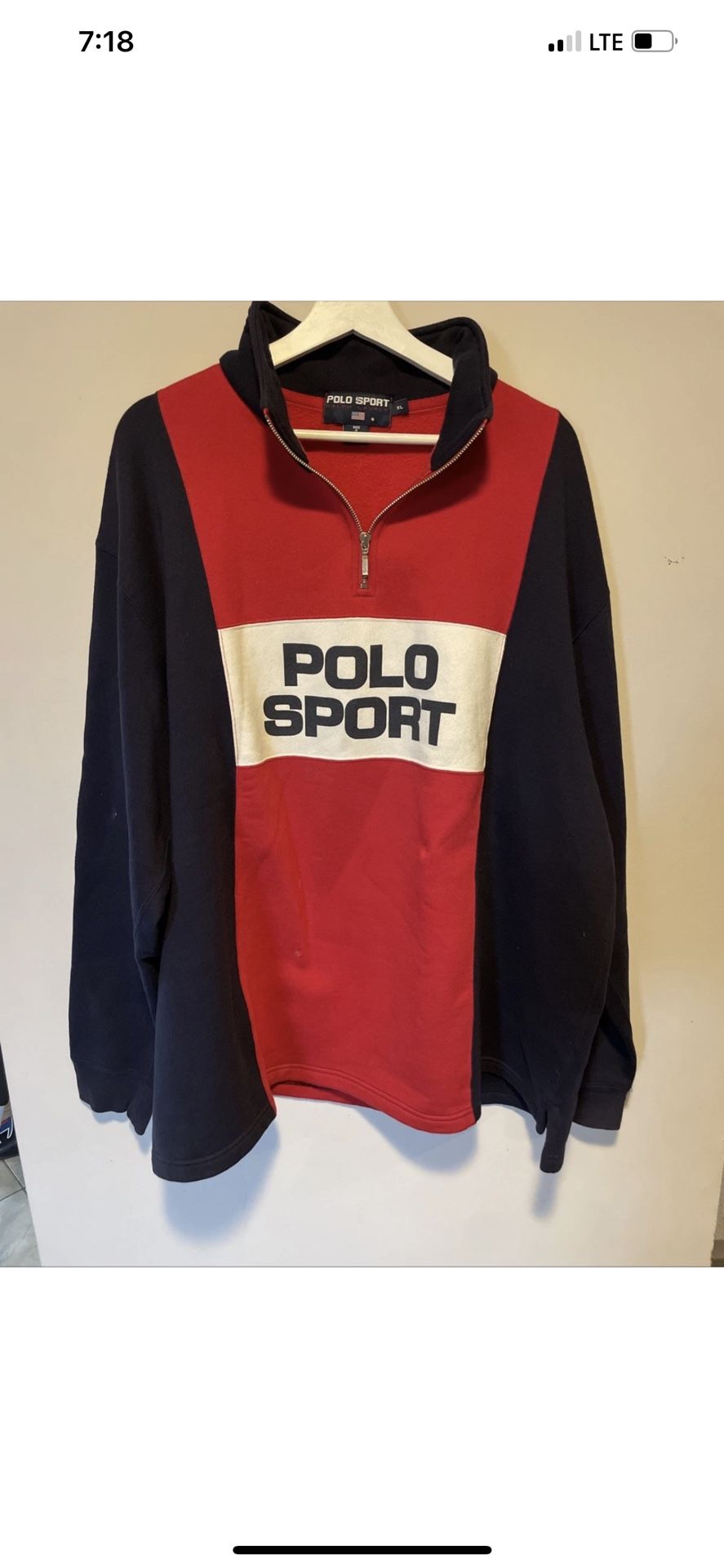 Vintage sweaters Polo Sport Ralph Lauren big logo, size XL, red color 007