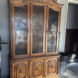 Wood Glass Cabinet With Shelves  