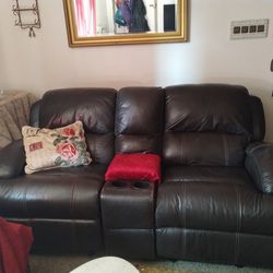 Brown Leather Recliner Couch