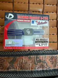 Phiten MLB Colorado Rockies Titanium Bracelet S-Type Size L 7.5" New