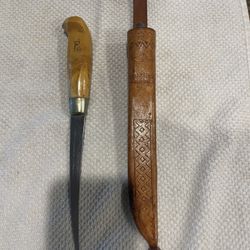 Vintage J. Marttiini Rapala Finland Fillet Knife with Original Leather Sheath – 6” Blade (7” with Bolster)