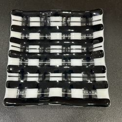 Signed 1986 Rebecca Stewart Art Glass Plate 6x6