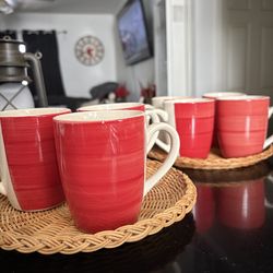 Red glass coffee mugs