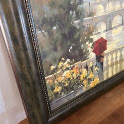 Paris France Painting Print Oil Paint Style Home Decor Framed Cafe Art