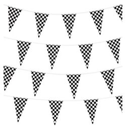🏁 Checkered Flag Pennant Banner – 100 FT Racing Party Decor 🏁