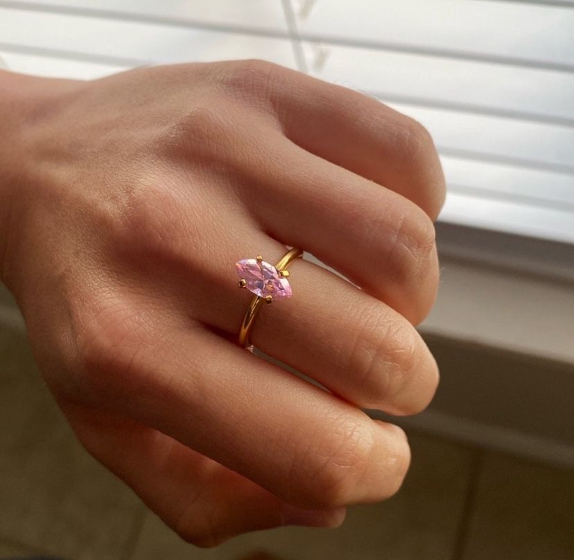 Elegant Pink And Gold Ring