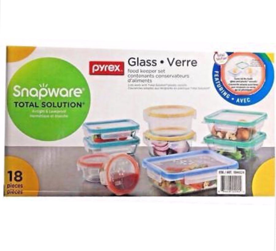 New 18 Piece Pyrex Snapware Total Solutions pyrex Glass Food Keeper Set