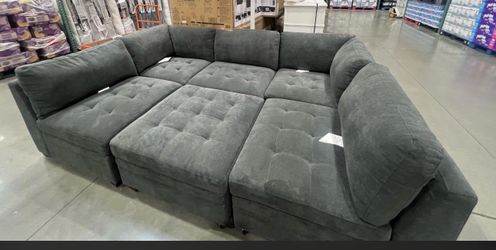 Thomasville Tisdale Modular Sectional 6-piece Dark Gray with Storage Ottoman