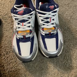 Avia 5000 Men's Athletic Sneakers White Navy Red Silver Genuine Leather Mesh