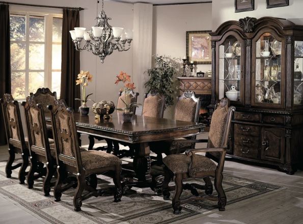 Neo Renaissance Brown Formal Extendable Dining Set