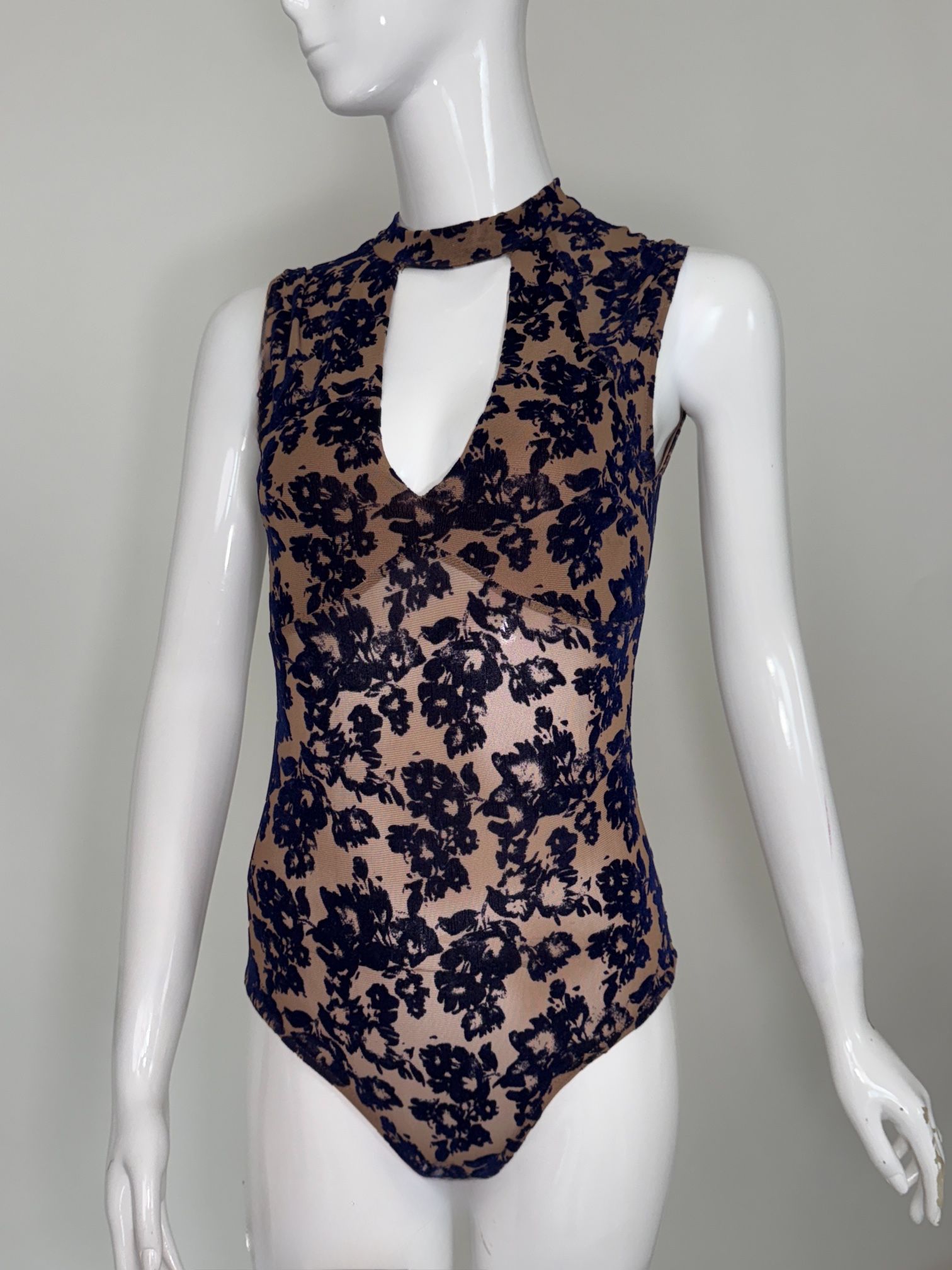   Royal Blue Floral Bodysuit - Size M
