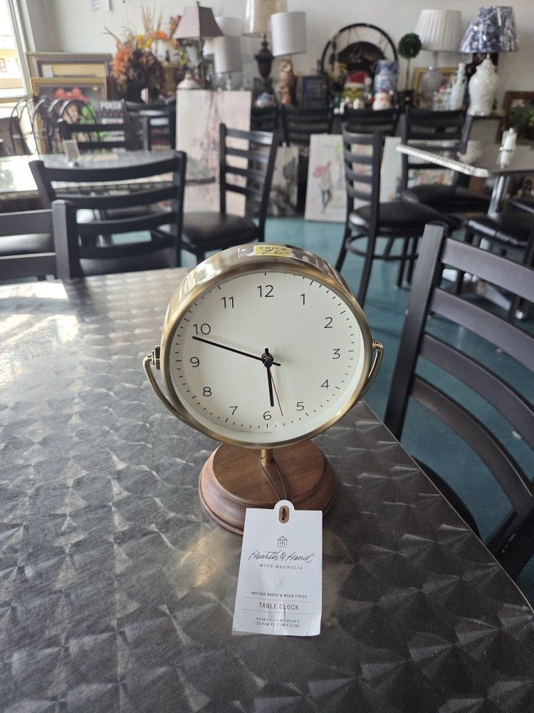 Clock With Wood Base