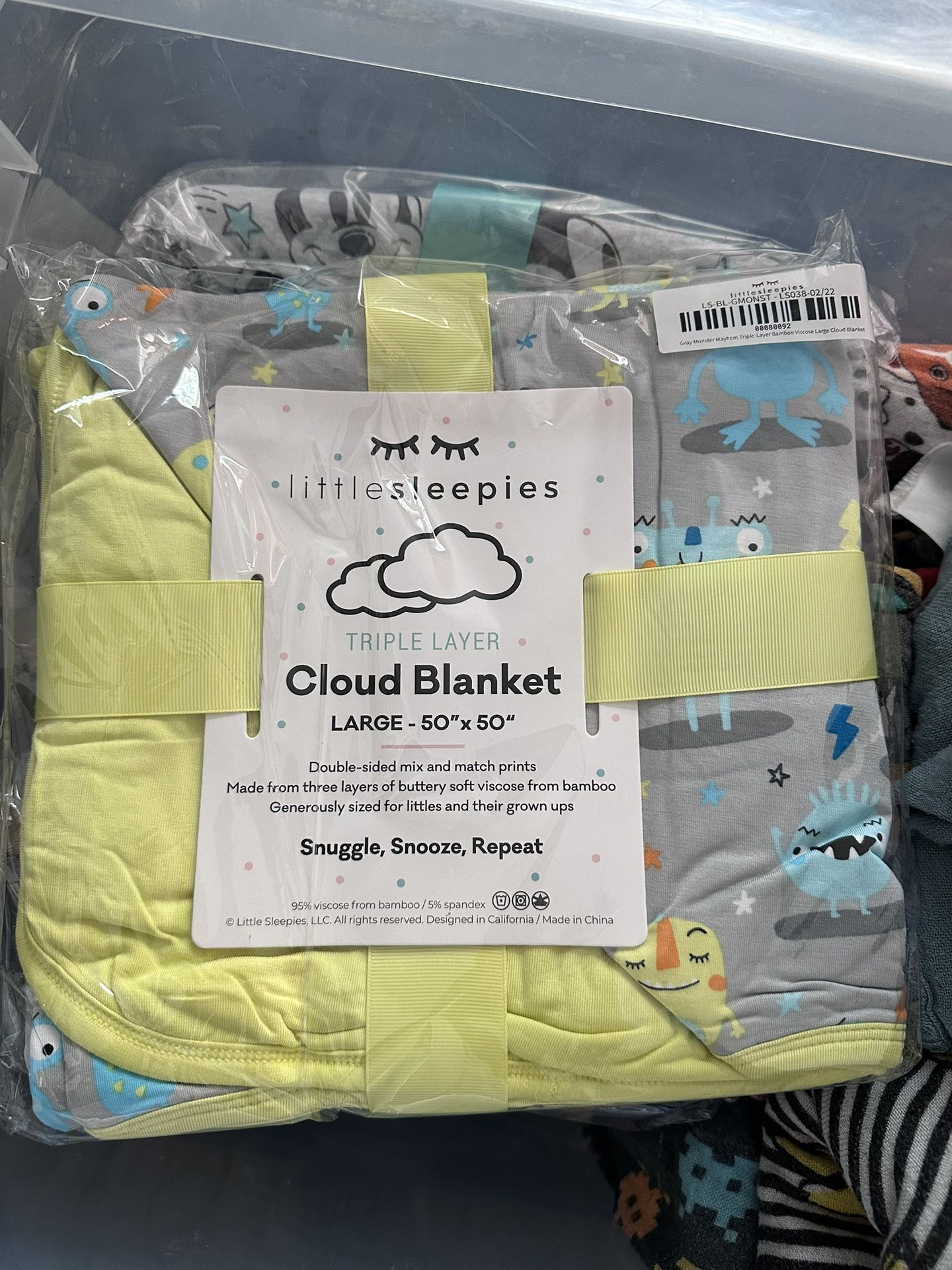 Little Sleepies MONSTER MAYHEM Large Cloud Blanket