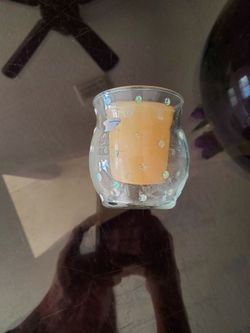 Small Glass with white Pearllook spots candle Holder