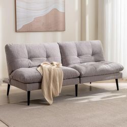 Convertible Futon Sofa Bed, Sleeper Futon Couch Bed Adjustable Backrest Couch Splitback Small Loveseat Modern Sofa for Living Room, Apartment, Bedroom