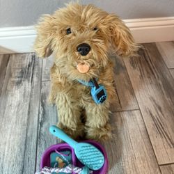 My Fuzzy Friends Moji the Labradoodle, an interactive plush dog toy. 