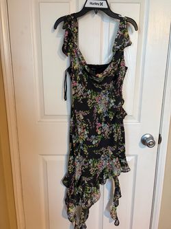 Forever 21 Black Floral Ruffle Mini Dress