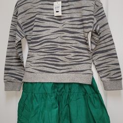 Mini Boden Grey Marl Zebra Dress Sz. 9-10Y, NWT