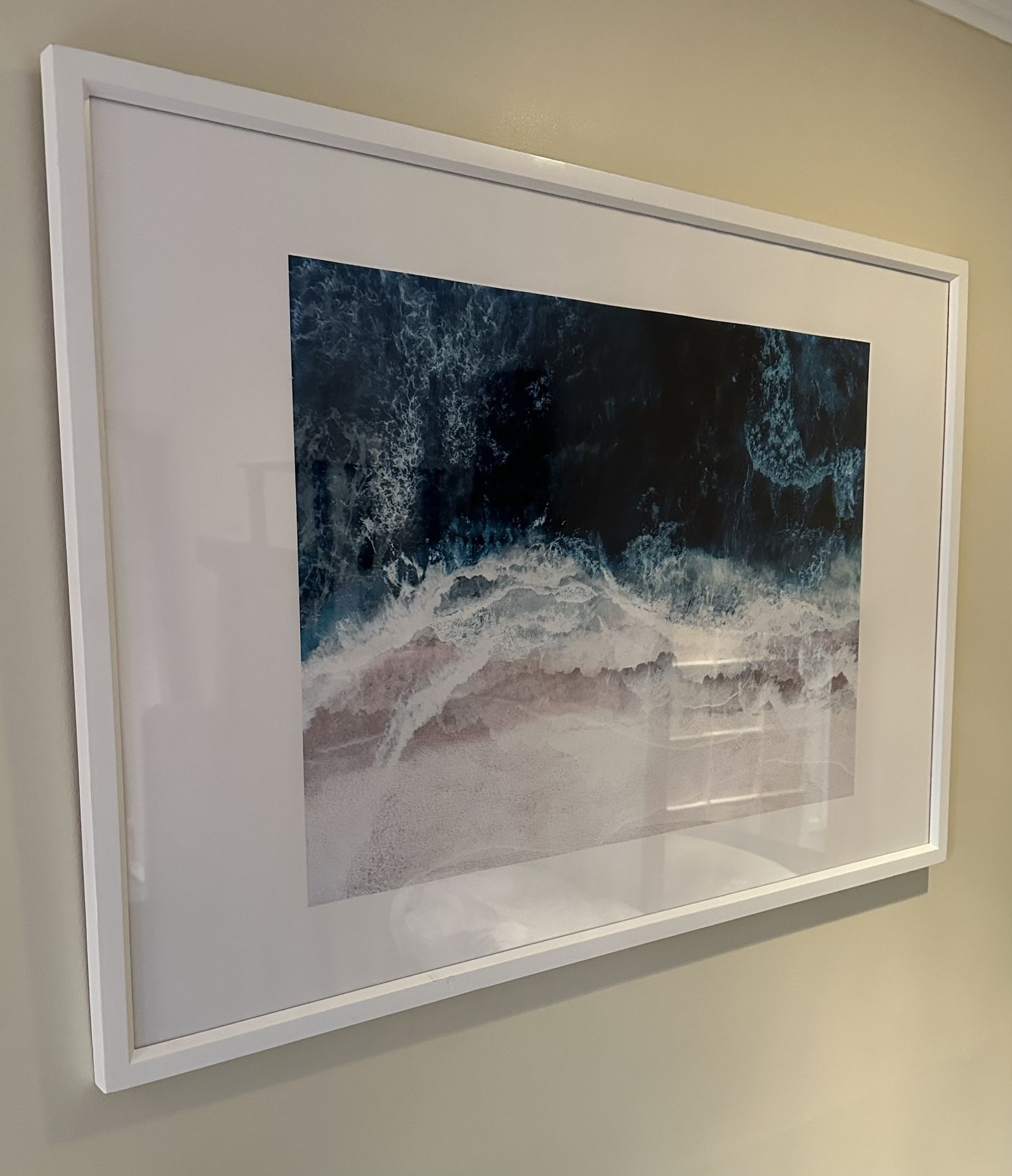 “Blue Sea II" Art Print in White Wood Frame