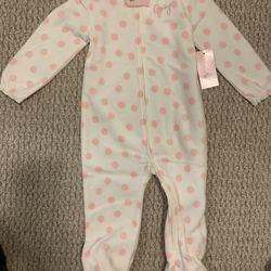 💜 New Designer Juicy Couture Footed Pajamas, Fleece Onsie, Zippered PJ’s, 24 Months
