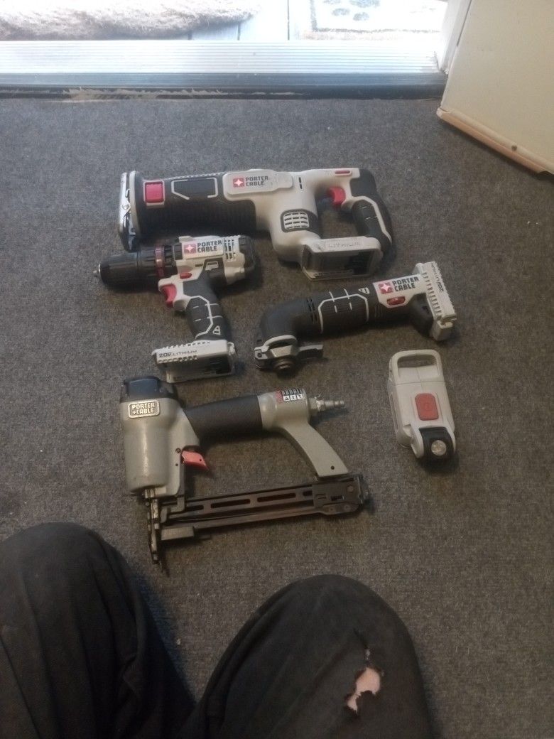 Porter Cable Reciprocating Saw 20 V , Drill 20 V , Oscillating Tool 20 V , Light 20 V , Nailer Compressed Air All for $ 80 , No Battery or Charger.