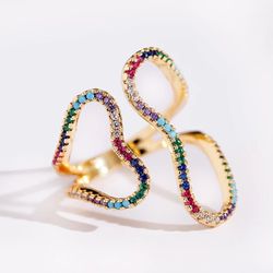 Copper Flower Geometry Corful CZ Rings