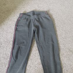 Gray Sweatpants with Pink Stripe