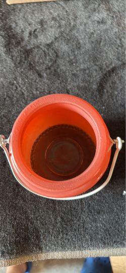 Small Red Metal Bucket with Handle