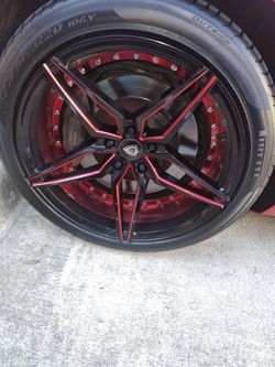 Red And Black Custom Rims