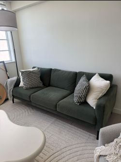 Dark Green Velvet Sofa – Great Condition