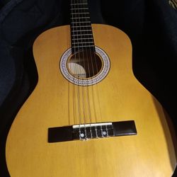 ANGELICA  ACOUSTIC GUITAR  C6-112 🎸 STRUNG UP PERFECT BEGGINER GUITAR  ADULTS OR KIDS  WITH CASE 