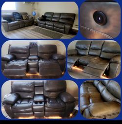 Reclining leather couches